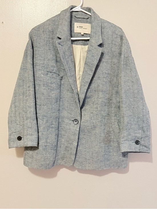 Isabel Marant Jackets & Blazers - Isabel Marant Light Gray-blue Herringbone Single-Button Blazer